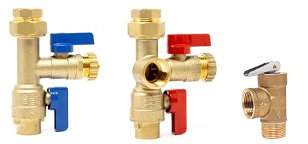 Libra Supply 3/4 IPS Isolator Durchlauferhitzer Service Ventil Kit - 3/4 FNPT X FNPT Gewinde Messing Isolation Set mit Druckentlastungsventil | Rohrarmaturen, Zubehör & Ersatzteile