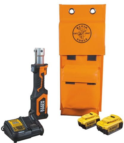Klein Tools BAT207T134H Cable Cutter and Crimping Tool, Power Tool with 4 Ah DeWALT 20V Batteries for Klein Tools Crimper/Cutting Heads