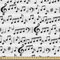 ABAKUHAUS Musik Gewebe als Meterware, Abstraktes Ikonen-Notenblatt, Schön Gewebten Stoff für Polster und Wohnaccessoires, 1M (148x100cm), Schwarz Weiss