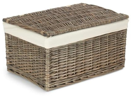 Red Hamper Large Antique Wash Cotton Lined Wicker Storage Basket, Brown