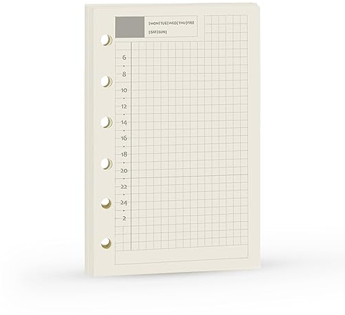 A7 Planner Refill, A7 Agenda Refill Daily Plan for Filofax,6 Hole/100gsm, Time Table Notebook Insert Paper for 6 Rings Binder, 4.84 x 3.23'', Harphia