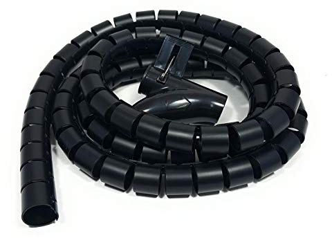 Bambelaa! Kabelschlauch 1,5m 3,0m Kabelkanal kürzbar Kunststoff flexible Kabelorganisation 20mm 30mm Durchmesser (Schwarz, 3,0m x 20mm)