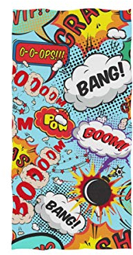 FANTAZIO Premium Baumwollhandtuch Comic Sprechblasen Bang! Boom! Waschlappen aus Baumwolle