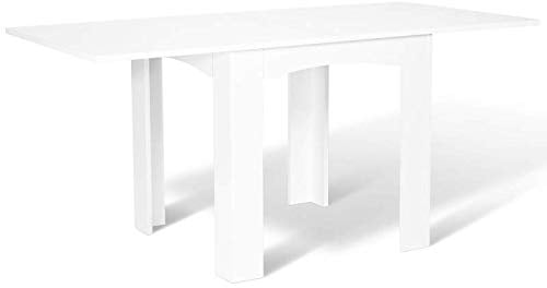 IDMarket - Esstisch, ausziehbar, rechteckig, Dona, für 4-8 Personen, Weiß, 80-160 cm