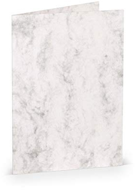PAPERADO 50 Faltkarten DIN B6 - Grau Marmora Marmor Weiß - 220 g/m² - 12 x 16,9 cm - Blanko Doppelkarten Klappkarten Basteln Einladungskarten