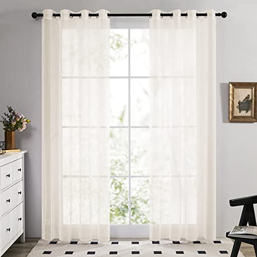 Deconovo 2 Vorhänge für Kinder, mit 8 Ösen, pfirsichfarben, Beige, 140 x 290 cm, Vorhänge für Schlafzimmer, Erwachsene