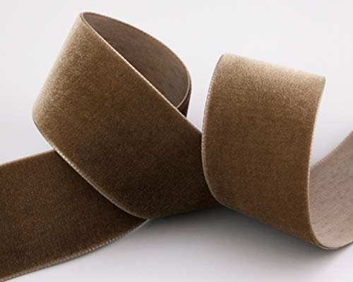 finemark 3 m x 36 mm Samtband NATURBRAUN Braun (539 Tabac) Dekoband Velour einseitig Samt Band festkantig Velvet Ribbon zum nähen dekorieren