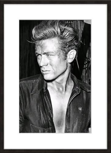 artissimo gerahmtes Poster 50x70 cm James Dean PE6575-SC – Schwarz-Weiß Bild mit Rahmen, Kunstdruck mit Passepartout, Hollywood Stars Wandbild Vintage Hochformat