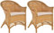 2er Set Extra breiter Rattansessel Landhaus Flechtsessel Natur Rattan Sessel Korbsessel Wintergarten (Honig)