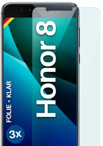 moex für Huawei Honor 8 Schutzfolie Displayschutz Folie Ultra-klar HD 0,2 mm kompatibel mit jeder Hülle, Anbringen ohne Blasen, Handyfolie Extra Kratzfest, FlexProtect 3 Stück