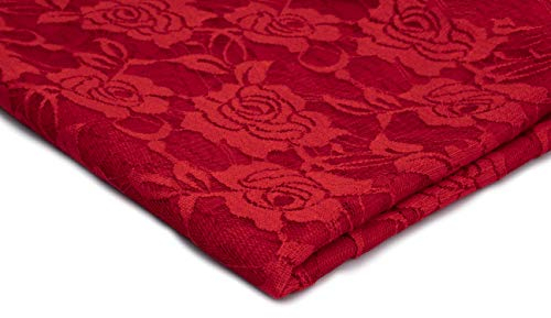 Elastischer Spitzenstrick, Spitzenstoff, Blumenmuster, Rosenmuster 50 x 150 m (Rot)
