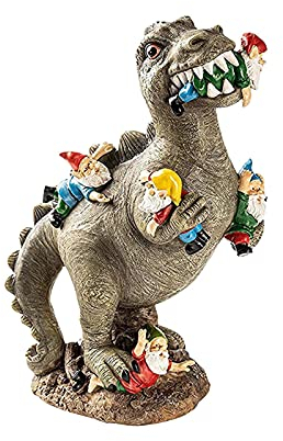 DELITLS Garden Gnome Statues Outdoor Decor, Dinosaur Garden Statue, Outdoor Funny Figurine Art Decor, Sculpture Resin Ornament Dragon Statue for Patio, Lawn, Yard Decoration