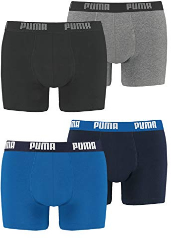 PUMA Herren Boxershorts Unterhosen 100004386 4er Pack, Wäschegröße:XL, Artikel:-420 True Blue + 691 Dark Grey Melange/Black