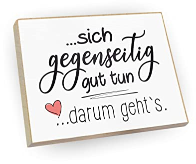wood and color - Kühlschrankmagnet mit Spruch | Handmade aus Buchenholz als tolle Geschenkidee | (Sich gegenseitig gut tun, darum geht`s), 6,5 x 5 cm