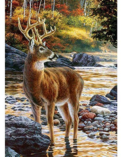 Peinture diamant à faire soi-même - Cerf - Décoration murale pour la maison ou le salon - 30 x 40 cm