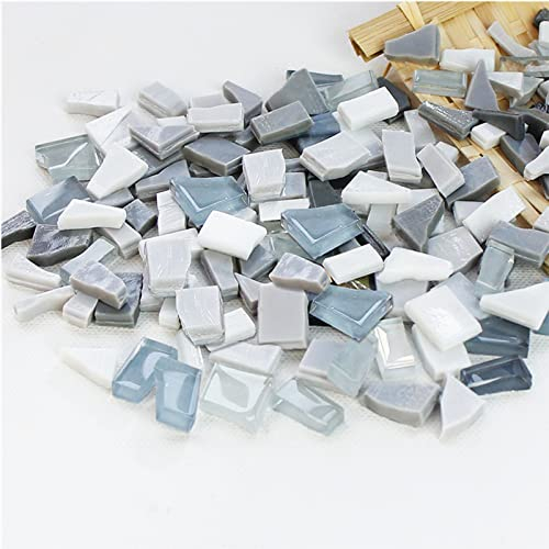 500g unregelmäßige Kristall-Mosaikfliesen,kleine Mosaikfliesen,handgefertigt,Kristallhandwerk für Bastelarbeiten,große DIY-Bilderrahmen,handgefertigter Schmuck-Untersetzer(graue Serie)