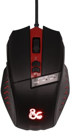 Konix Dungeons & Dragons Gaming-Maus für PC - 6 Tasten - 1,8 m Kabel - USB-Anschluss - Schwarz und Rot