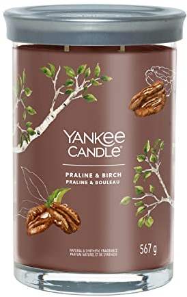 Yankee Candle Signature Duftkerze | große Tumbler-Kerze mit langer Brenndauer „Praline & Birch“ | Soja-Wachs-Mix | Perfekte Geschenke für Frauen