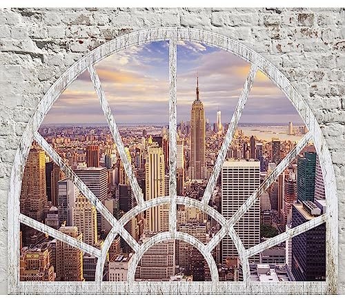 murando Fototapete Premium-Vlies Fenster nach New York 250x175cm Foto Tapete Schlafzimmer Wohnzimmer Vliestapete XXL Wandtapete Motivtapeten Bildtapete 3d Effekt Wand Dekoration Flur City Stady r