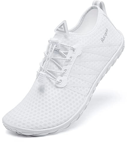 Racqua Wasserschuhe Schwimmen Strand Meer Aqua Pool rutschfest Schnell Trockene Schuhe Nass Neoprenanzug Atmungsaktiv Boot Tauchen Segeln Kajak Schuhe für Männer & Frauen Weiß 40