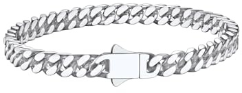Richsteel Pulsera Cadena Cubana Hombre Acero Inoxidable 5mm/7mm/9mm/12mm Ancho Pulseras Cubanas Cadenas Eslabones con Cierre de Presión Joyas de Hombres Mujeres 19cm/21cm/23cm