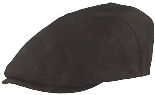 Breiter Herren Schiebermütze Flatcap Schirmmütze 100% Leinen, Futter 100% Baumwolle Leicht & Bequem Schwarz 60