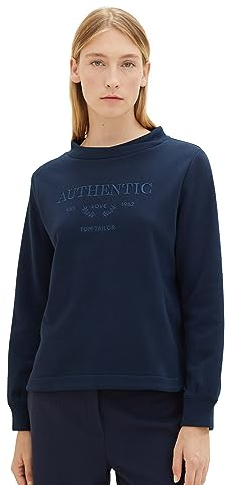 TOM TAILOR Damen Basic Sweatshirt mit Stickerei , sky captain blue, XXXL