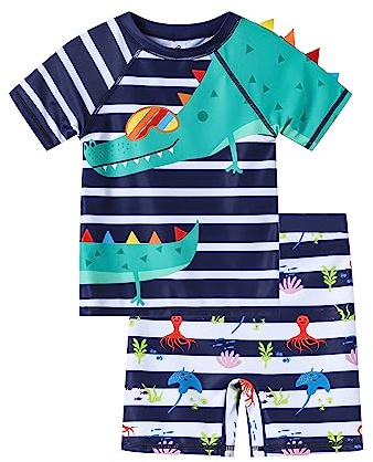 Ewbob Boy Swimsuit Sun Protection Short Sleeve Swimwear,C1-009,5-6Y