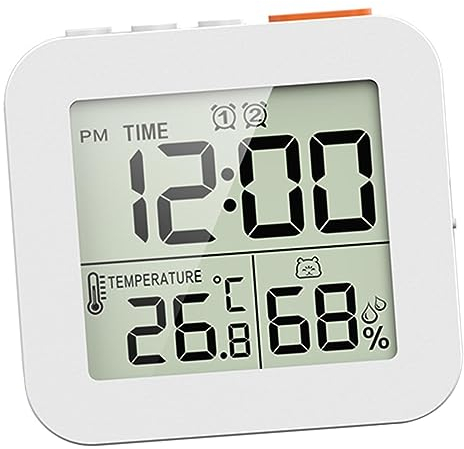Baoblaze Badezimmeruhr, Dusch-Timer, wasserdicht für Wasserspray, Hygrometer, Thermometer, LCD-Display, Digitale Wanduhr zum Duschen, Kochen, Schminken, Weiß