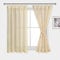 DWCN Voile Vorhänge mit Kräuselband Leinenoptik 2 Stücke Halbtransparent Vorhänge für Wohnzimmer,Durchsichtige Gardinen Kurz,Beige,145x140cm (Höhe x Breite)