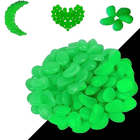 300 Pièces Galets Fluorescent, Pierres Lumineuse Exterieur, Galet Lumineux Cailloux, Cailloux Aquarium Decoration, Pierres Fluorescentes, pour Jardin Chemin Piscine Aquarium Éclairage de Nuit, Vert