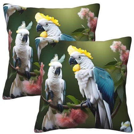 EdWal Charmante Kissenbezüge für Couch: perfekte dekorative Kissen für einen einladenden Raum, schöne Kakadu, Vogel, Blume