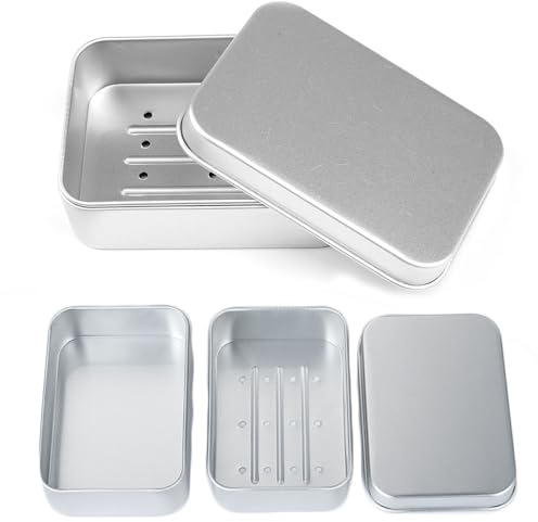 2 Boîtes à Savon en Aluminium,Antirouille Porte-Savon,Porte-Savon pour Le Voyage,Porte-Savon en métal avec égouttoir,Porte-savons antirouille résistants à l'humidité pour la Maison ou Les Voyages