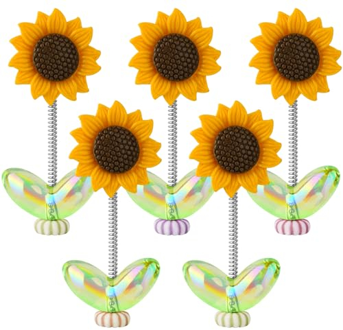 Tomorotec 5pcs Sonnenblumen Wackelfigur Auto Deko für Autos und vielseitige Verwendung zu Hause oder im Büro, Bezaubernde Figuren aus PVC-Harz für Stimmungsaufhellung und Alltagsfreude