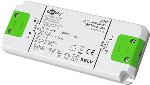 Goobay 65582 LED Trafo 500 mA/12 W/LED Transformator für Konstantstrom/LED Treiber Konstantstromquelle/Transformator Innenbeleuchtung/Netzteil Licht
