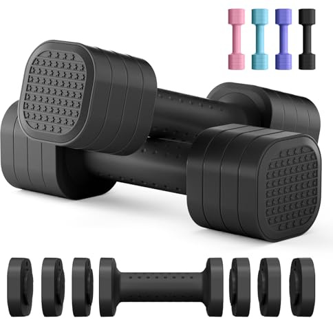 Zempox Adjustable Dumbbell Set, 4 in 1 Free Weight Dumbbell Set for Women, Hand Weight for Women at Home, Each 2lb 3lb 4lb 5lb with TPU Soft Rubber Handle for Home Gym Aquatic Fitness Equipment