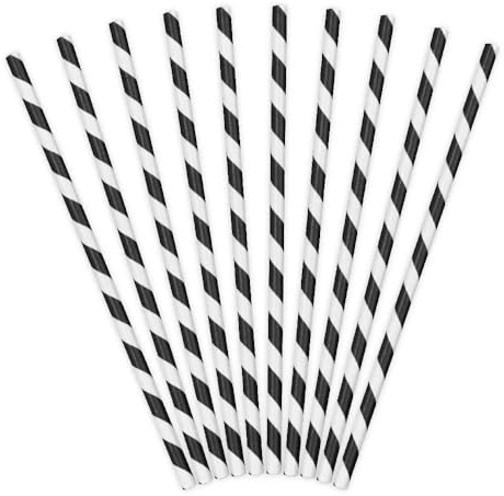 Black and White Striped Paper Straws | Pack of 10 | No Plastic - Eco-Friendly, Biodegradable, Compostable