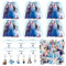 Frozen Kindergeburtstag Party Mitgebsel Set, 6 Kordelzug Party Tasche, 6 Schlüsselanhänger, 6 Geflochtenes Armband, 50 Aufkleber für Kinder, Princesses Partytüten, für Kinder Geschenke Partyzubehör