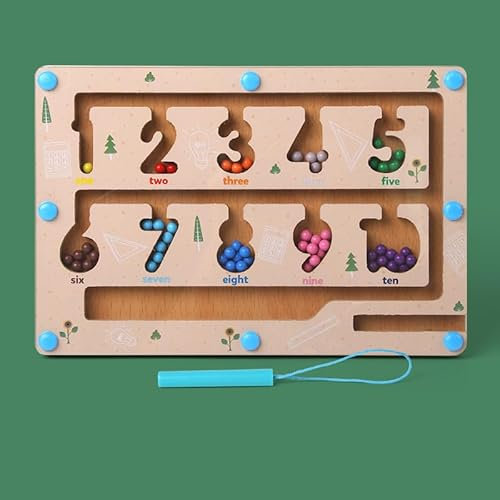 Magnetic Magnetisches Labyrinth Montessori Spielzeug,Hölz Magnetspiel Labyrinth für 2 3 4 5 Jahre alt Holzspielzeug für Jungen Mädchen Kinderspielzeug Alter 2-5 Jahre alt Geschenke Lernspielzeug