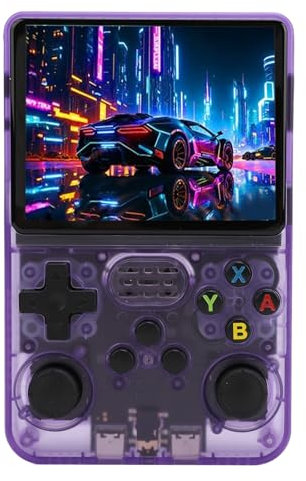 Handheld Spielekonsole, 64 Bit Retro Videospielkonsole mit 3,5 Zoll IPS Bildschirm, DDR3L 1 GB, Zwei 3D Joysticks, Unterstützt OTG und Spiele für Zwei Spieler, für Linux (128G)