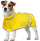 Kuoser Hunderegenmantel Wasserdicht, Hunde Regenmantel für Kleine Hunde, Winddichter Hunderegenjacke mit Beingurten, Regenjacken für Hunde mit Reflektierenden Streifen, Doppelt Zipper Gurtloch, Gelb S