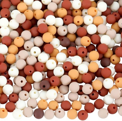 SOFPLATE 1 Box 500 Stück Mattierte Acrylperlen 8mm Matte Kunststoffperlen Großpackung Farbmix Kokosnussbraun Pastell Matte Kugeln Runde Lose Perlen Für Armbande Halskette Schmuckherstellungsset Schlü