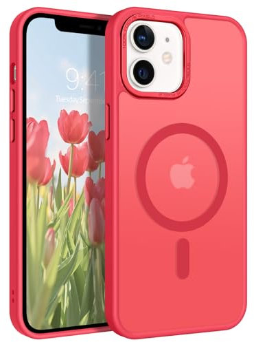 GaoBao Strong Magnetic iPhone 12/12 Pro Case - Slim, Shockproof Translucent Matte Protective Cover, Compatible with MagSafe, 6.1 Red