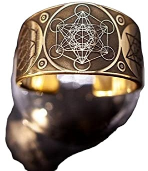 SHOUKAII Neue Vintage Erzengel Metatron Krieger Ritter Engel des Lebens Siegel Verstellbare Ringe for Männer Solomon Kabbalah Ring Amulett Ästhetik