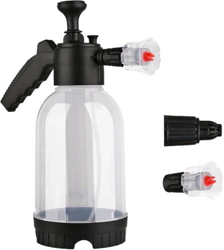 KOMUNJ 2L Snow Foam Sprayer With 2 Nozzles, Premium Snow Foam Cannon Gun, Hand Foam Sprayer Pump Action Spray Bottle, for Car Cleaning & Valeting
