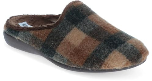 Pavers Warm-Lined Mule Slippers - Brown Size 10