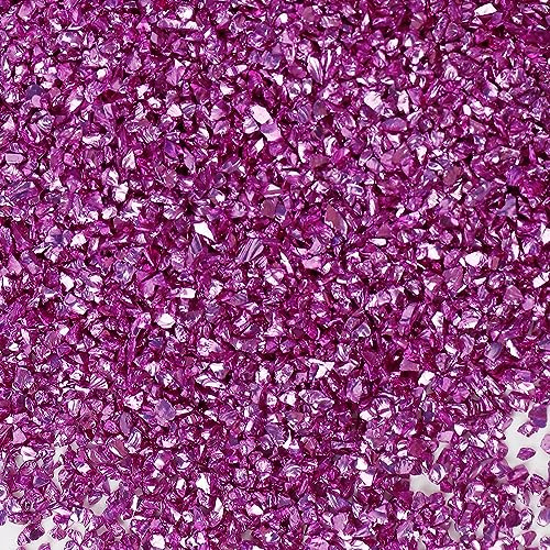 Anevous 60g Crushed Glass Chips, 1-2mm Unregelmäßiges Glitzer Glassplitter, Glitterglas Kies, Glasperlen zum Basteln für Nail Art Crafts DIY Vase Epoxidharz Schmuck Making Heimdekoration,Lila