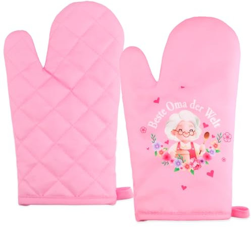HOWAF Oma Geschenk, 1 Paar Ofenhandschuhe für Oma, Ofenhandschuhe Oma, Topfhandschuhe Küchenhandschuhe Backofenhandschuhe, Geschenke für Oma Weihnachten Geburtstagsgeschenk Muttertagsgeschenk