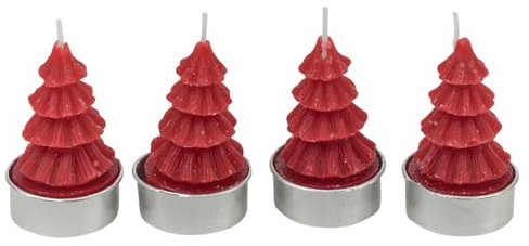 URBNLIVING 12 Pcs Red Christmas Tree Shaped Tea Light Candles for Festive Holiday Decor Xmas Tealight Gift Sets Table Centerpieces Home Decoration