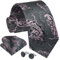 Enlision Cravate Homme Paisley Mariage Party Cravates et Carré de Poche Boutons de Manchette Ensemble Noir/Rose